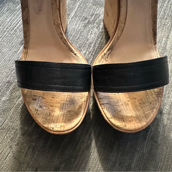 GIANVITO ROSSI BLACK LEATHER CORK WEDGE PLATFORM SANDAL - SIZE 39 (9) - Picture 5 of 10